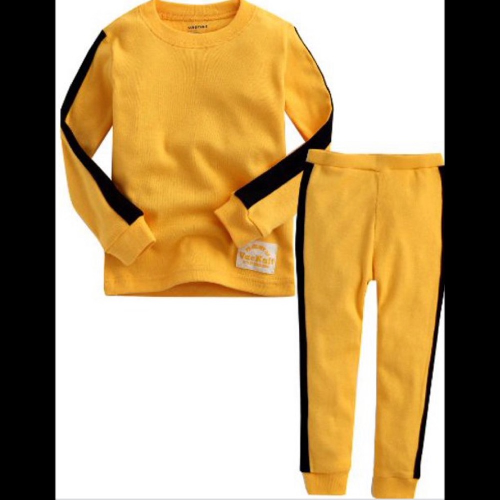 VAENAIT BABY Kids Unisex Yellow Black Sleepwear Pajama 2 pcs set Size 6-7 XL